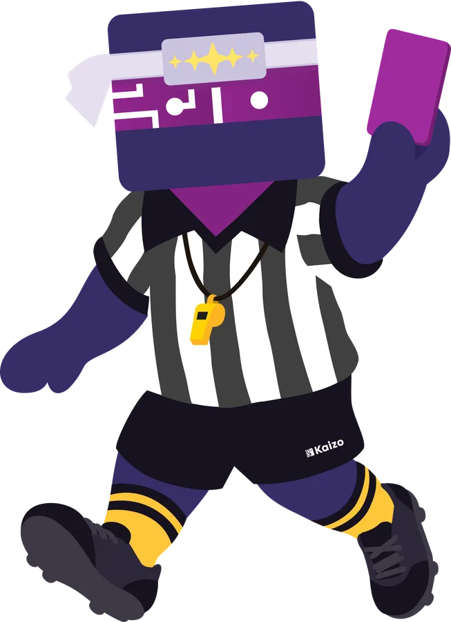 The Kaizo referee, holding up a card