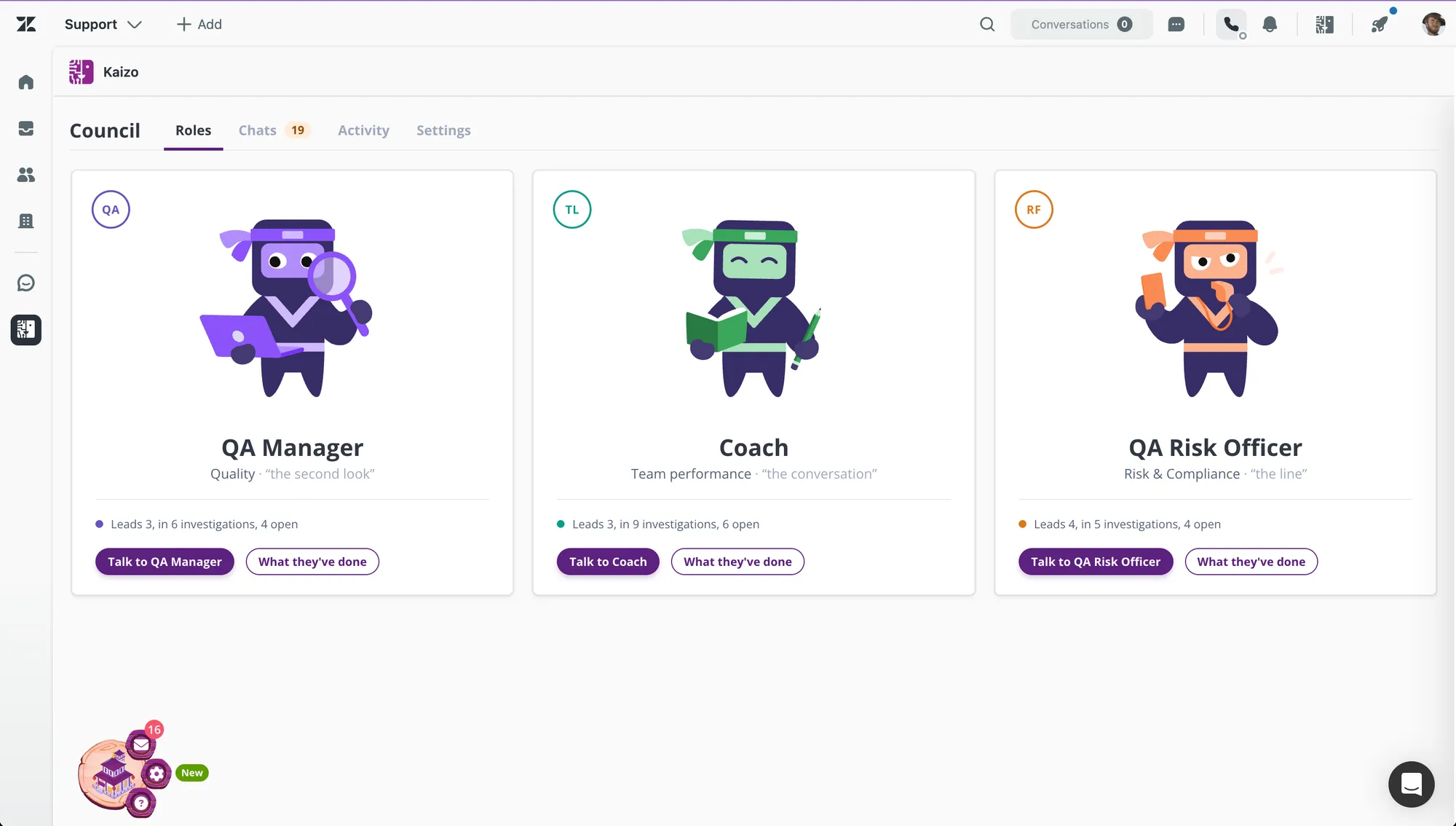 The Council in Zendesk: the QA Manager, Coach and QA Risk Officer roles