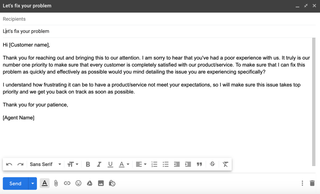 Angry customer email