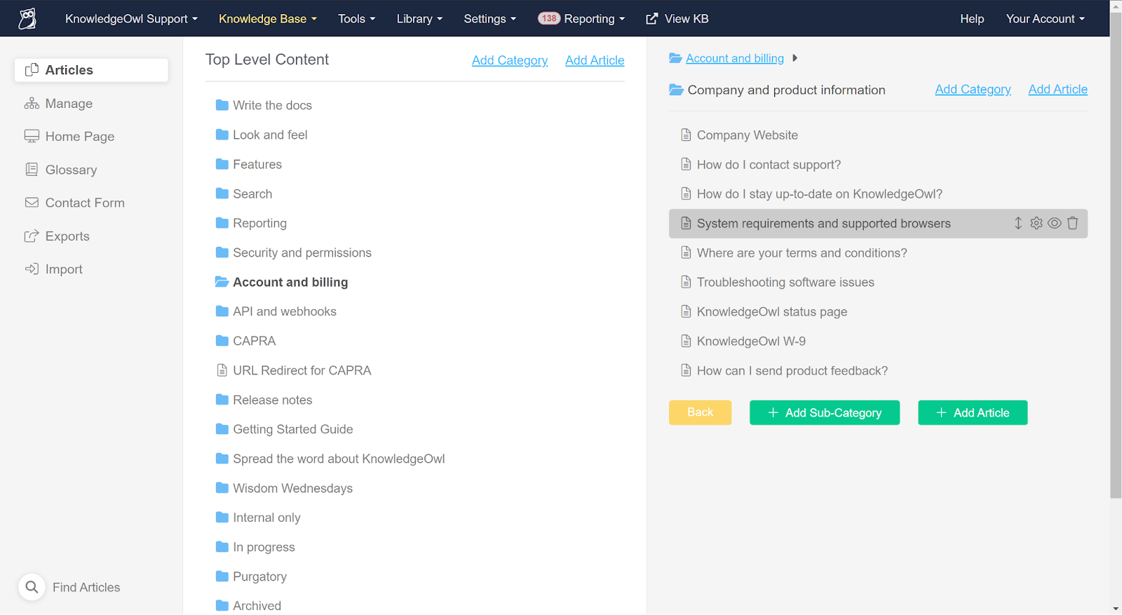 KnowledgeOwl knowledge base management