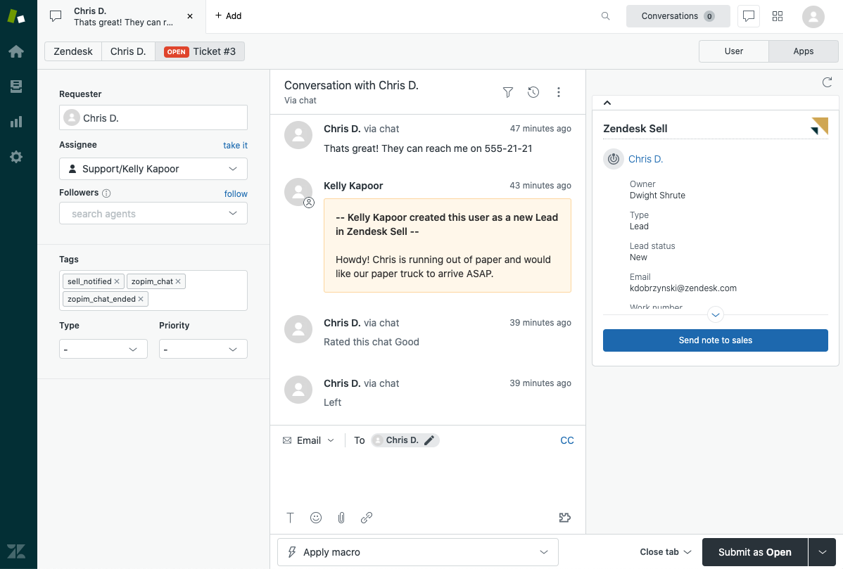 Zendesk helpdesk for customer service